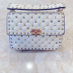 INZT White gold studded handbag